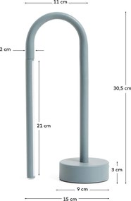 Svetlomodrá kovová LED stolová lampa (výška 30 cm) Bow – Kave Home
