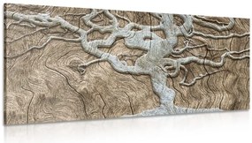 Obraz abstraktný strom na dreve v béžovom prevedení