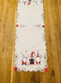 Vianočný vyšívaný obrus vianočný škriatky 40x110 cm TiaHome