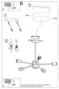 Sollux SL.1022 - Luster na tyči LANGO 5xE27/60W/230V čierna