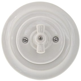 Bohemia-Design - Porcelánový retro otočný vypínač s rámikom č. 1 biela
