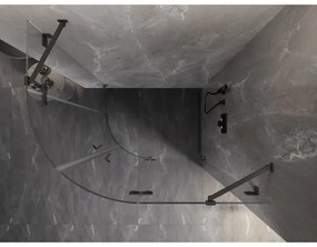 Mexen Lunar, pravý polkruhový sprchový kút 100 x 80 cm, 8mm číre sklo, grafitový profil, 833-100P-080L-95-00
