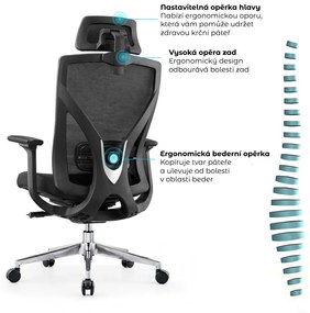 Kancelárska ergonomická stolička Neoseat THOMAS — čierna, nosnosť 150 kg
