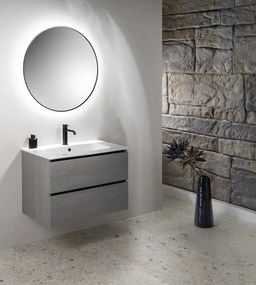 Sapho Sapho, SHARON LED podsvietené zrkadlo Ø 80cm s policou, čierna mat, 31255CI-01