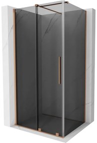 Mexen Velar, sprchový kút s posuvnými dverami 110 x 100 cm, 8mm šedé sklo, medená matná, 871-110-100-41-65