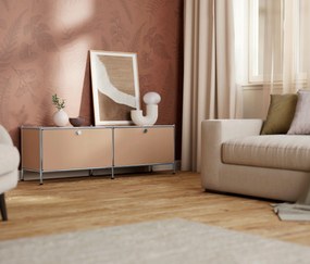 Nízky kovový stolík »CN3« s priehradkami, karamelová