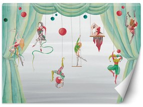 Gario Fototapeta Cirkusoví akrobati a zelený záves Materiál: Vliesová, Rozmery: 200 x 140 cm