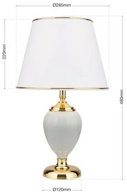 Orion LA 4-1229 - Stolná lampa OVUM 1xE27/40W/230V 48 cm keramika biela/zlatá