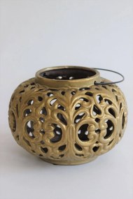 Zlatý keramický lampáš s madlom 23cm