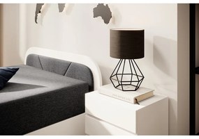 Biela/tmavosivá čalúnená/z drevotriesky jednolôžková posteľ s úložným priestorom s matracom 80x190 cm Parys – ELTAP