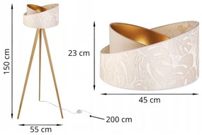 Stojacia lampa Werona 7, 1x krémové textilné tienidlo so vzorom, g, nb