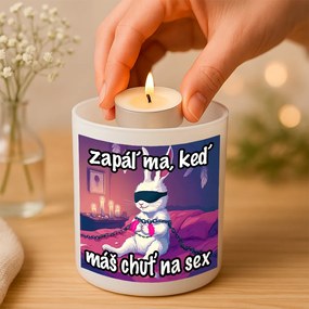 Originálny sklenený svietnik Zapáľ ma, keď máš chuť na sex