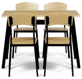 Autronic - Set jídelní (1+4), MDF dekor dub, černý kov - AUT-O2222 OAK AKCE