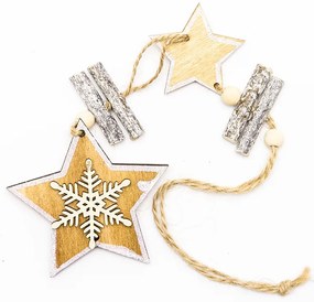 DECOLED Závesná drevená dekorácia, hviezdy, 34 cm