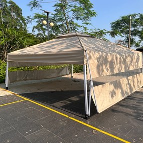 Pavilón s bočnými clonami a polovičnou zadnou stenou, béžový