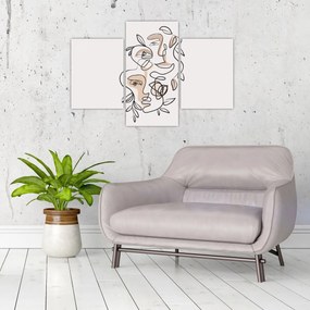 Obraz - Line art tváre (90x60 cm)