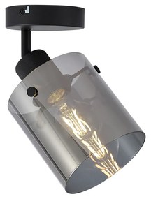 Dizajnový nástenný reflektor čierny s dymovým sklom - Domo