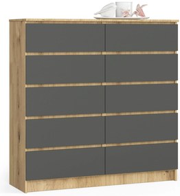 Komoda Kraft 10SZ (dub artisan + grafit). Akcia -17%. Vlastná spoľahlivá doprava až k Vám domov. 1117182