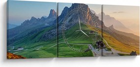 Obraz - Dolomity (s hodinami) (90x30 cm)