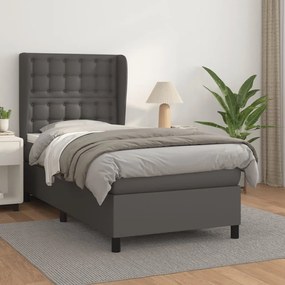 Boxspring posteľ s matracom sivá 80x200 cm umelá koža 3129001