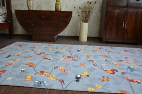 Detský koberec VESELÁ ZVIERATKÁ - sivý