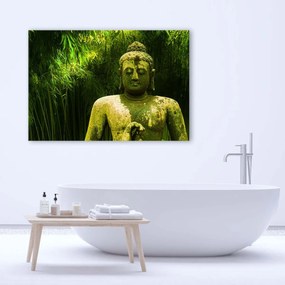 Obraz na plátně FLAT Buddha Zelené bambusové listy - 100x70 cm