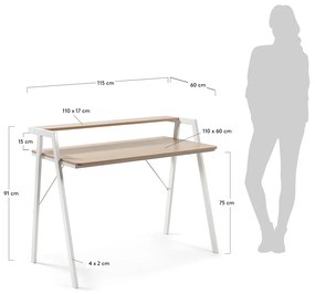 Pracovný stôl Kave Home Aarhus, 114,5 × 60 cm