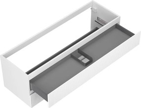 Mexen Rivel, kúpeľňová skrinka pod umývadlo 140 cm, 2 zásuvky, drážkovaná, biela matná, 91A20-14047-2-BFF01