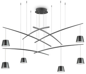 Závesné svietidlo Ideal lux 196992 FISH SP6 NERO 6xLED 37W/2800lm 3000K čierna