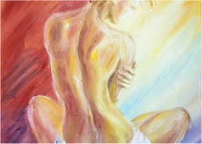 Obraz odpočívajúce ženy, olejomaľba (70x50 cm)