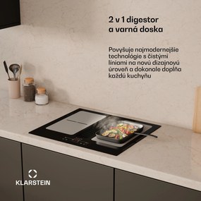 Klarstein Full House indukčná varná doska s odsávaním | 4 varné zóny | 7335 W | 530 m³/h | 60 cm