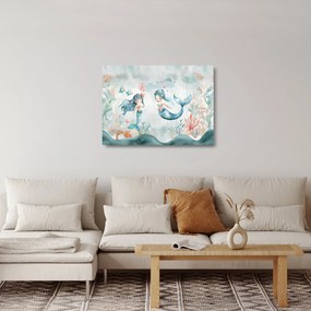 Sklenený obraz - Morské panny (70x50 cm)