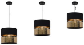 Závesné svietidlo Asti2, 1x PVC/čierne textilné tienidlo, (fi 20cm), g, b