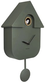 Zelené nástenné kyvadlové hodiny Karlsson Modern Cuckoo, 21,5 x 41,5 cm