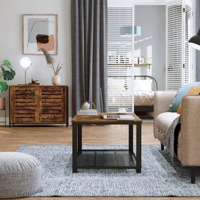 Komoda FIRA s posuvnými dvierkami, hnedá/čierna