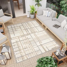 Terasový krémový koberec so sivý detailom Šírka: 80 cm | Dĺžka: 150 cm