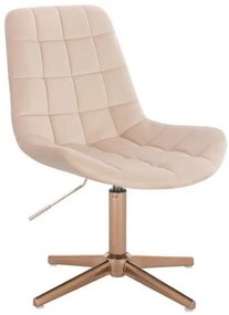 LuxuryForm DESIGN Stolička PARIS VELUR na zlatom kríži - krémová