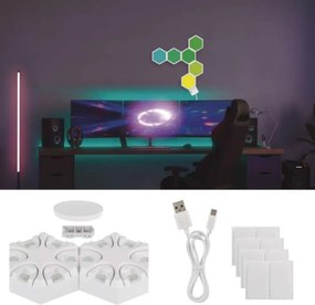 Stolová LED lampa GoSmart Hexagon 6 dielov viacfarebná/biela