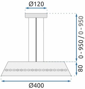 Toolight Toolight, LED závesné svietidlo Cristal 20W APP1028-CP, čierna, OSW-01233