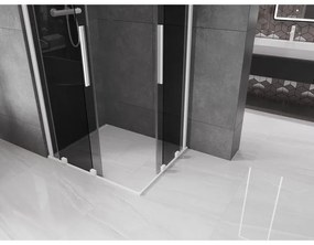 Mexen Velar Duo, sprchový kút s posuvnými dverami 100 x 90 cm, 8mm šedé sklo, biela matná, 871-100-090-42-20