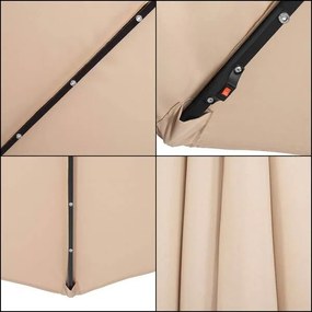 Záhradný slnečník 3m LED SPRINGOS GU0047 - béžový