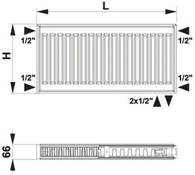 Doskový radiátor Rotheigner 21 500 x 2300 mm 6 prípojok (spodné alebo bočné)