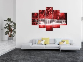 Obraz - Červený, vodopád (150x105 cm)