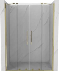 Mexen Velar Duo, posuvné dvere do otvoru 160x200 cm, 8mm číre sklo, zlatá lesklá, 871-160-000-02-50