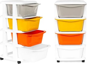 Pojazdný regál so 4 zásuvkami na kolieskach, plastový