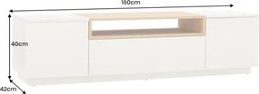 TV-skrinka 47810 Loft 160cm Biela/Prírodná Dub Dyha - Komfort-nábytok