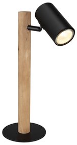 GLOBO Stolná flexibilná LED lampička HERTI, 1xGU10, 5W, drevená, čierna