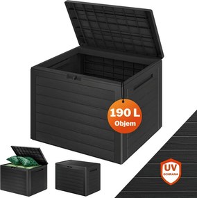 Úložný box WOODEBOX - 190L, 78x44x55cm, antracitová Prosperplast