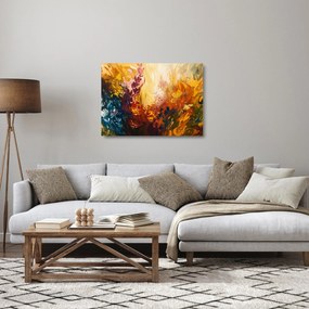 Sklenený obraz - Abstraktná maľba kvetov (70x50 cm)