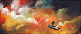 Obraz - Muž plaviace vesmírom (120x50 cm)
